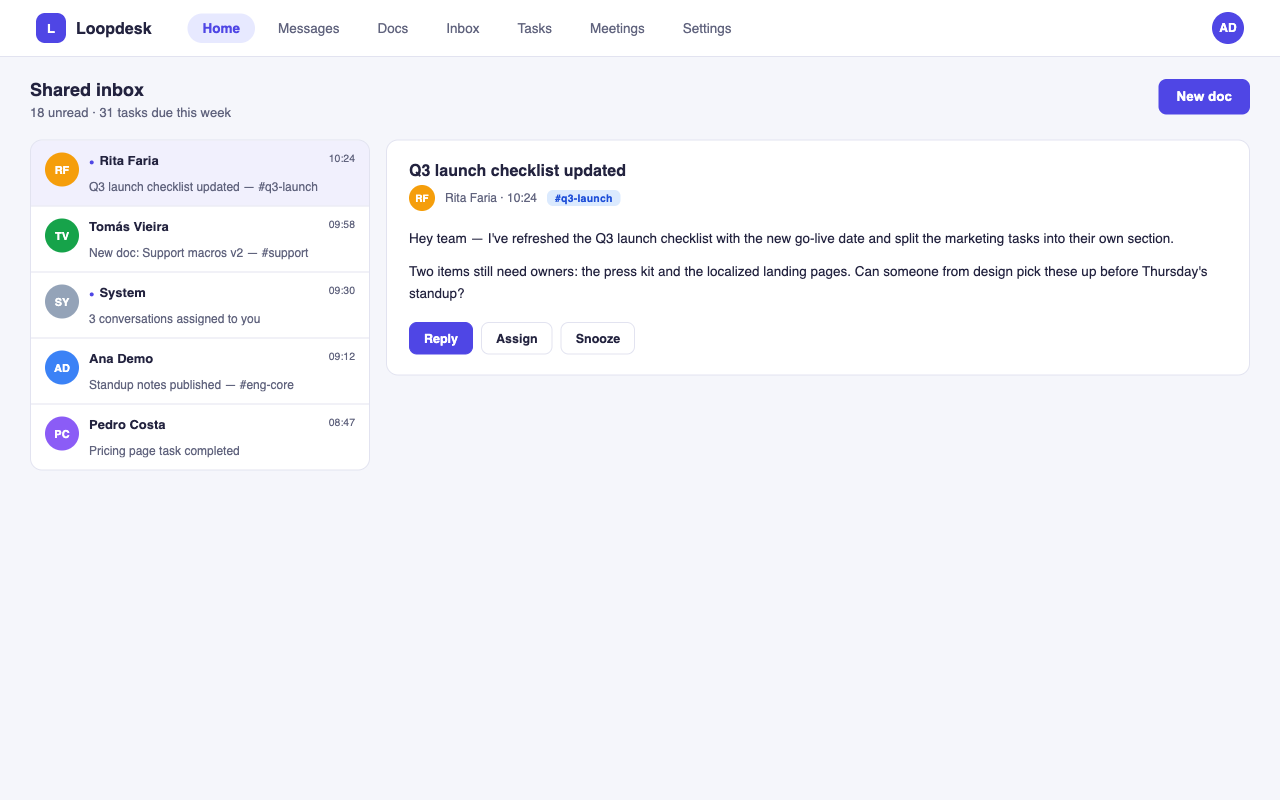 Loopdesk app preview