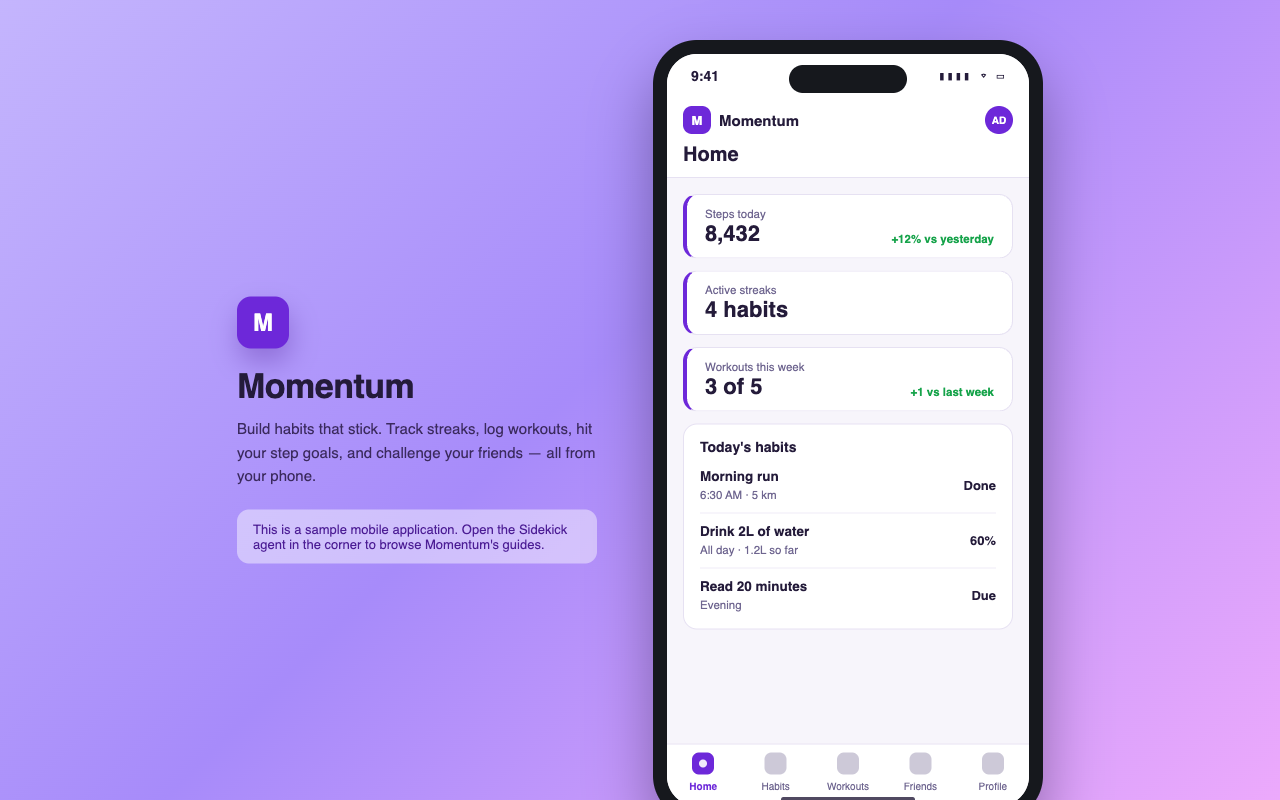 Momentum app preview