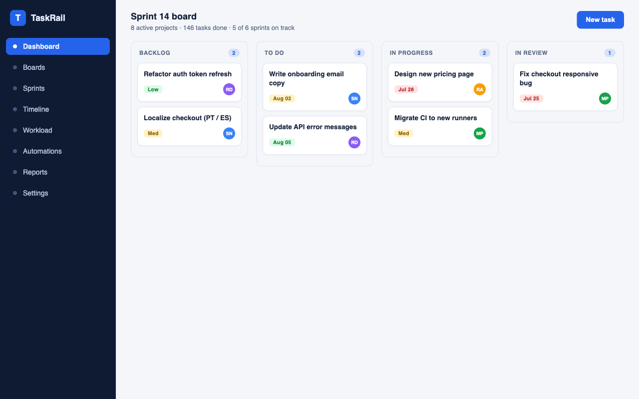 TaskRail app preview