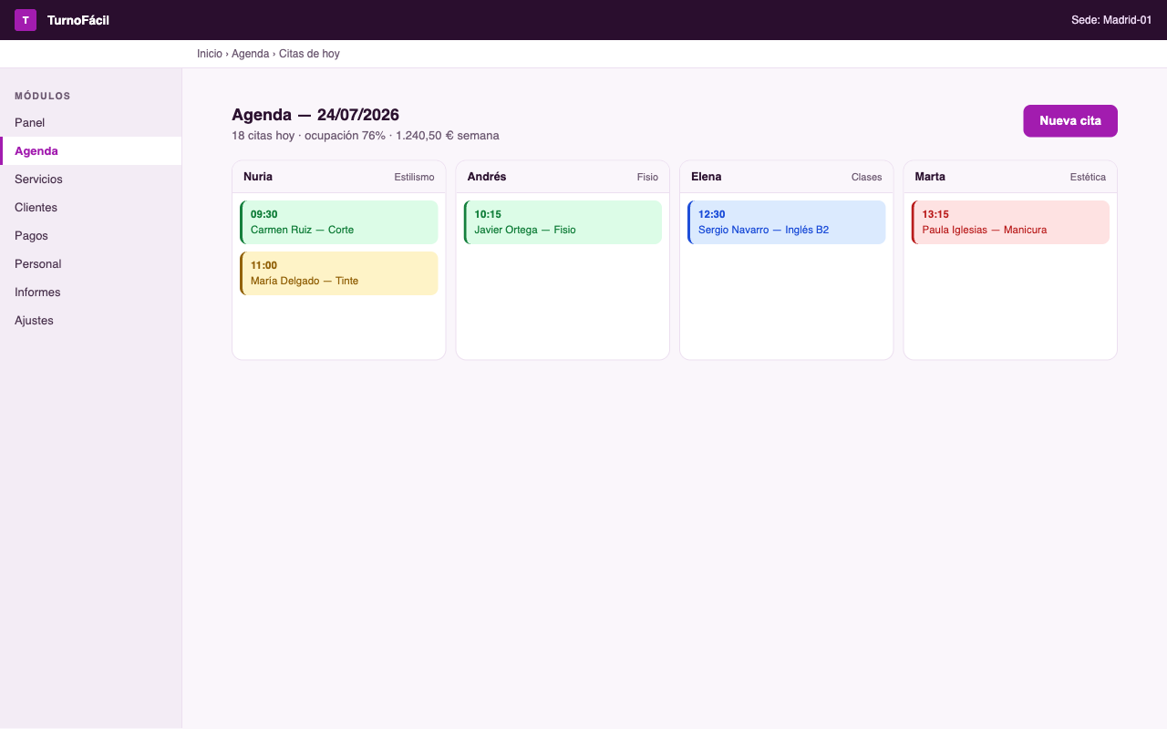 TurnoFácil app preview